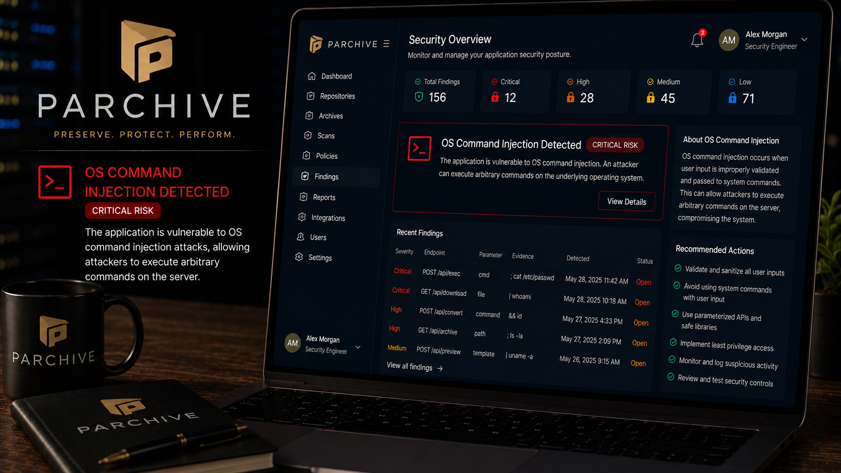 OS Command Injection via Archive Export Filename | Parchive