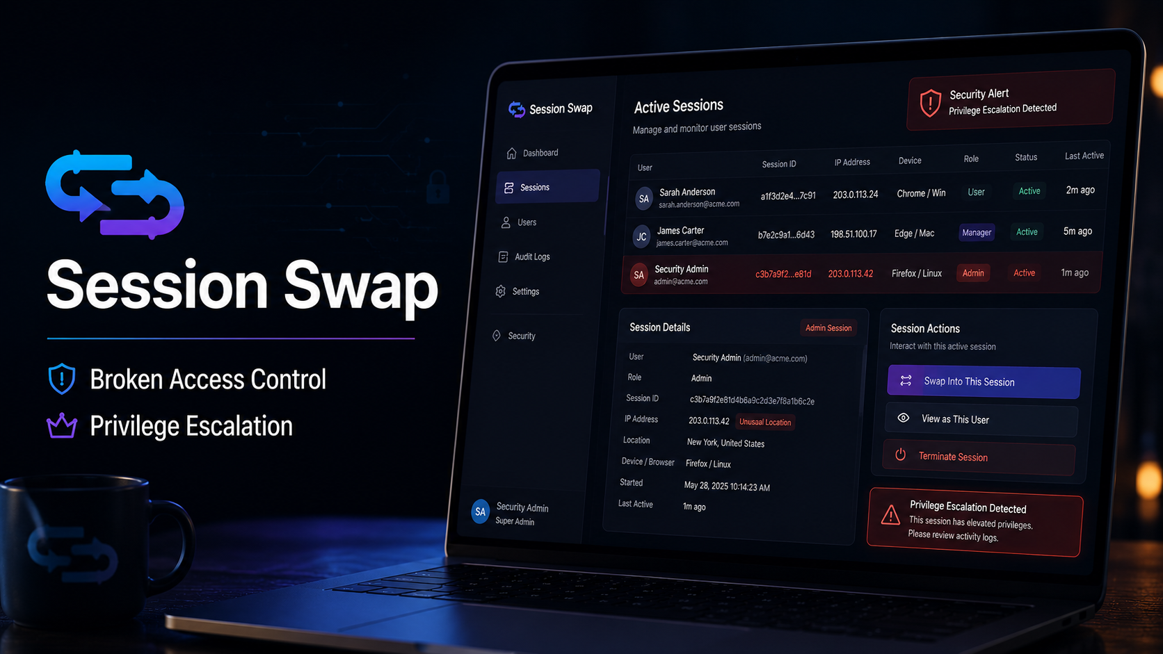 Privilege Escalation – Client-Side Role Cookie Tampering | Session Swap