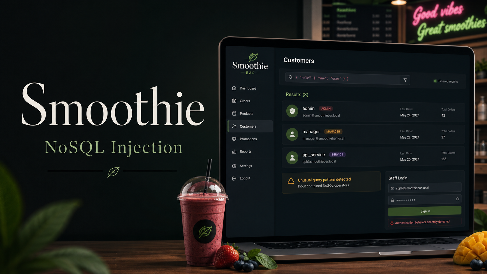 Smoothie NoSQL Injection Authentication Bypass