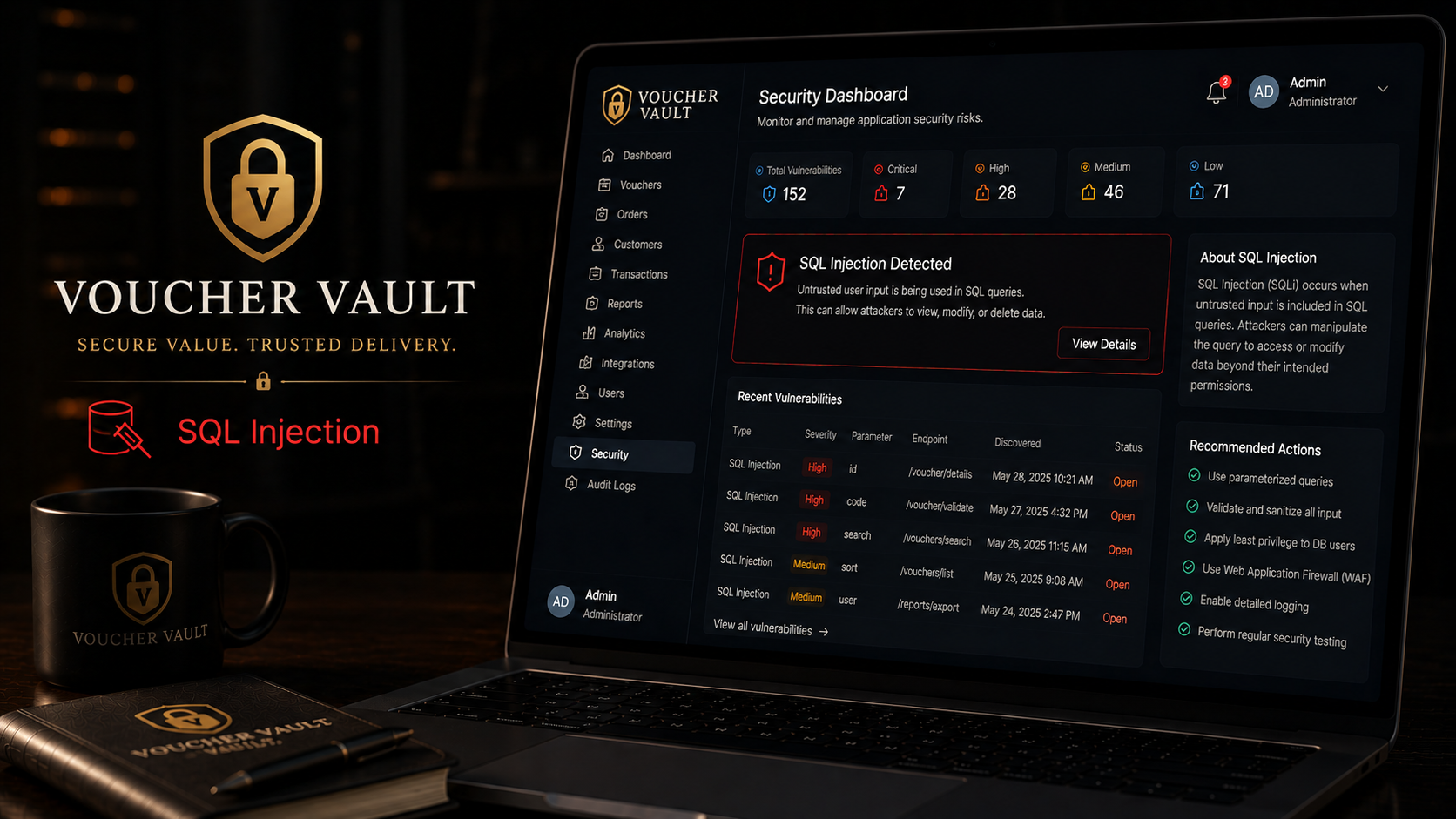 SQL Injection in Voucher Search Leads to Executive Voucher Disclosure