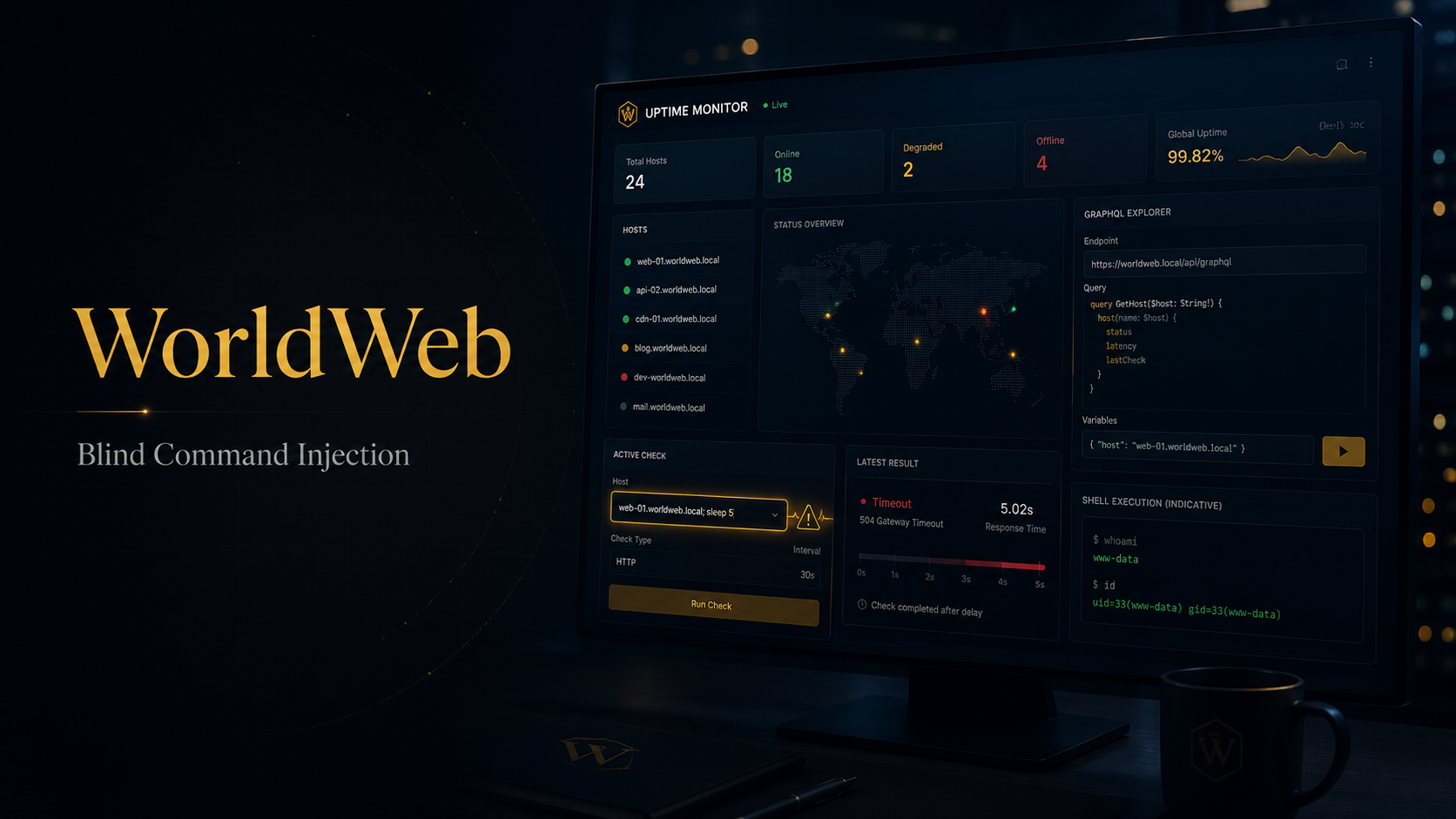 WorldWeb blind command injection through GraphQL host checks